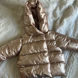 Zara Metallic Pink Puffer Jacket 12-18 Months
